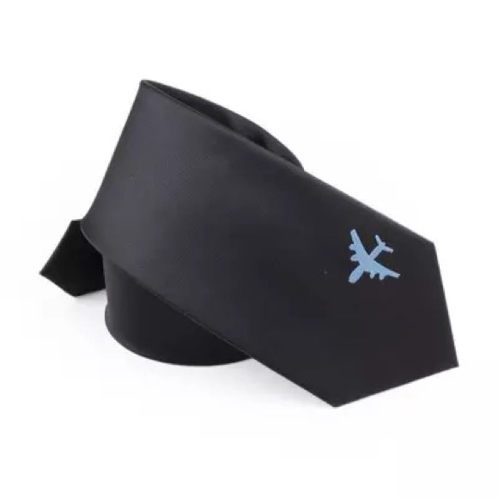 Black Tie with Blue Jumbo Jet 4 Engine Airplane - Picture 4 of 8